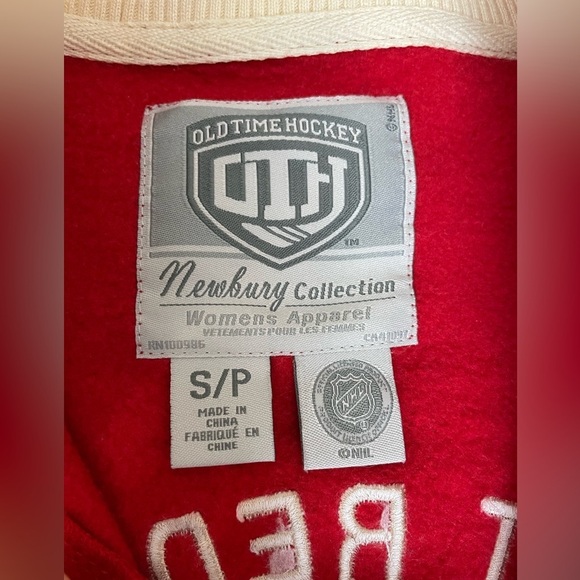 Detroit Red Wings old Time Hockey Red and White Varsity Jacket - Picture 6 of 12